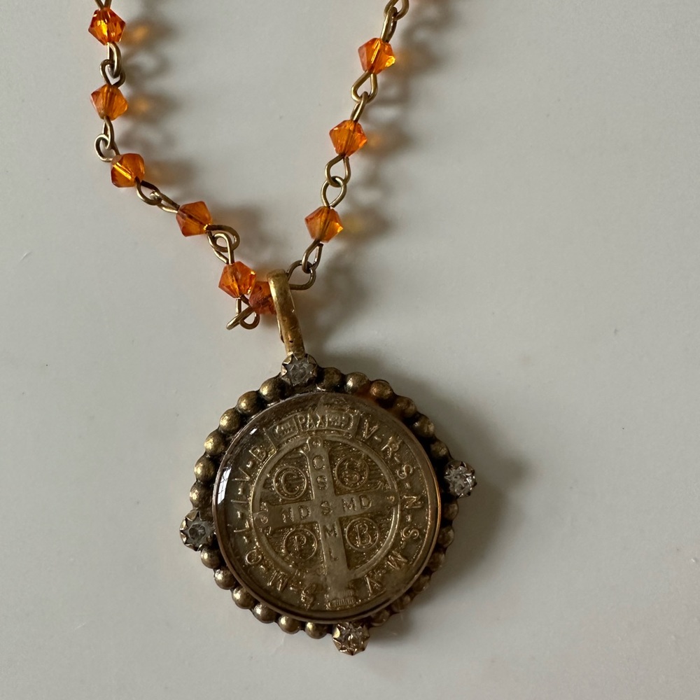 Virgin, Saint & Angel Necklace-Orange